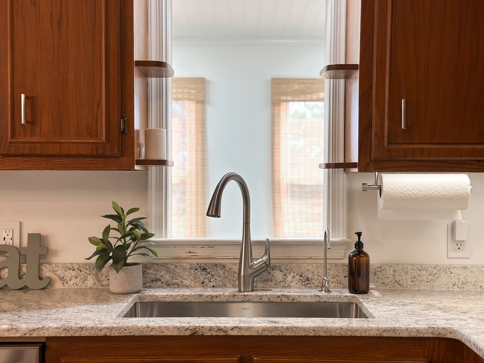 564 Union Church Road Churchville, VA 24421 - Photo 18 of 35 a kitchen with granite countertop a potted plant on the granite counter tops and a view of living room