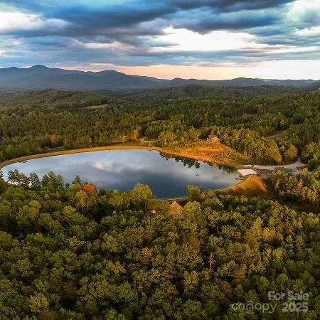 a view of a lake with a mountain