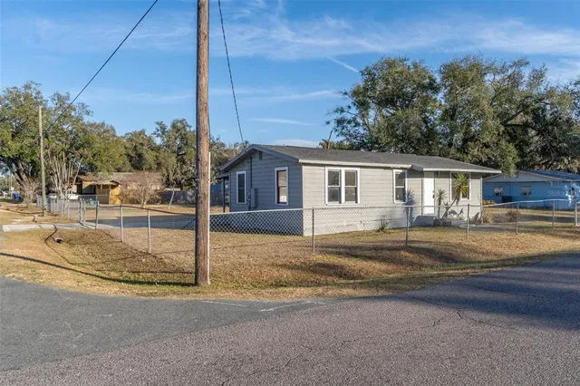 a view of a swimming pool with a yard