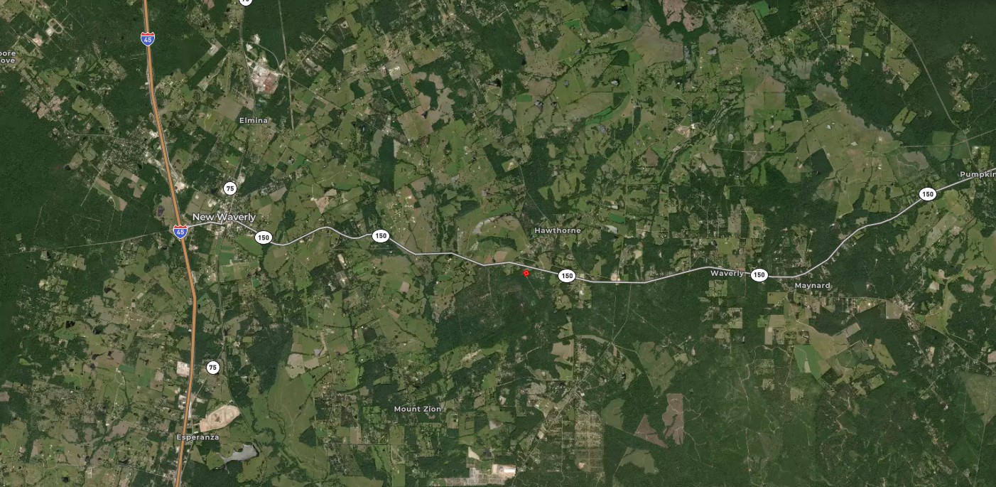 0 Joyner Road New Waverly, TX 77358 - Photo 3 of 7 Property very close to I-45 and downtown New Waverly. Red dot indicates location of Property.