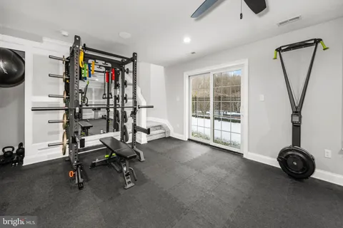 a view of a room with gym equipment