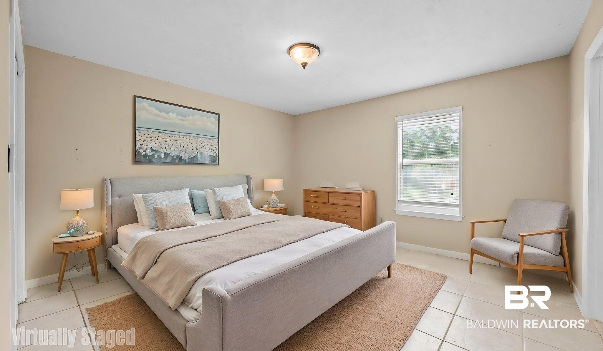 15096 Highland Circle Foley, AL 36535 - Photo 20 of 52 Expansive room featuring light-toned wall paint, ceramic tile flooring, a window with horizontal blinds, and a ceiling-mounted light fixture
