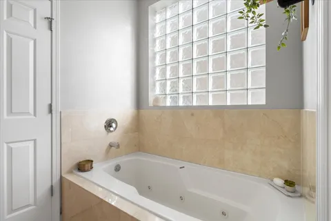 a bathroom with a tub