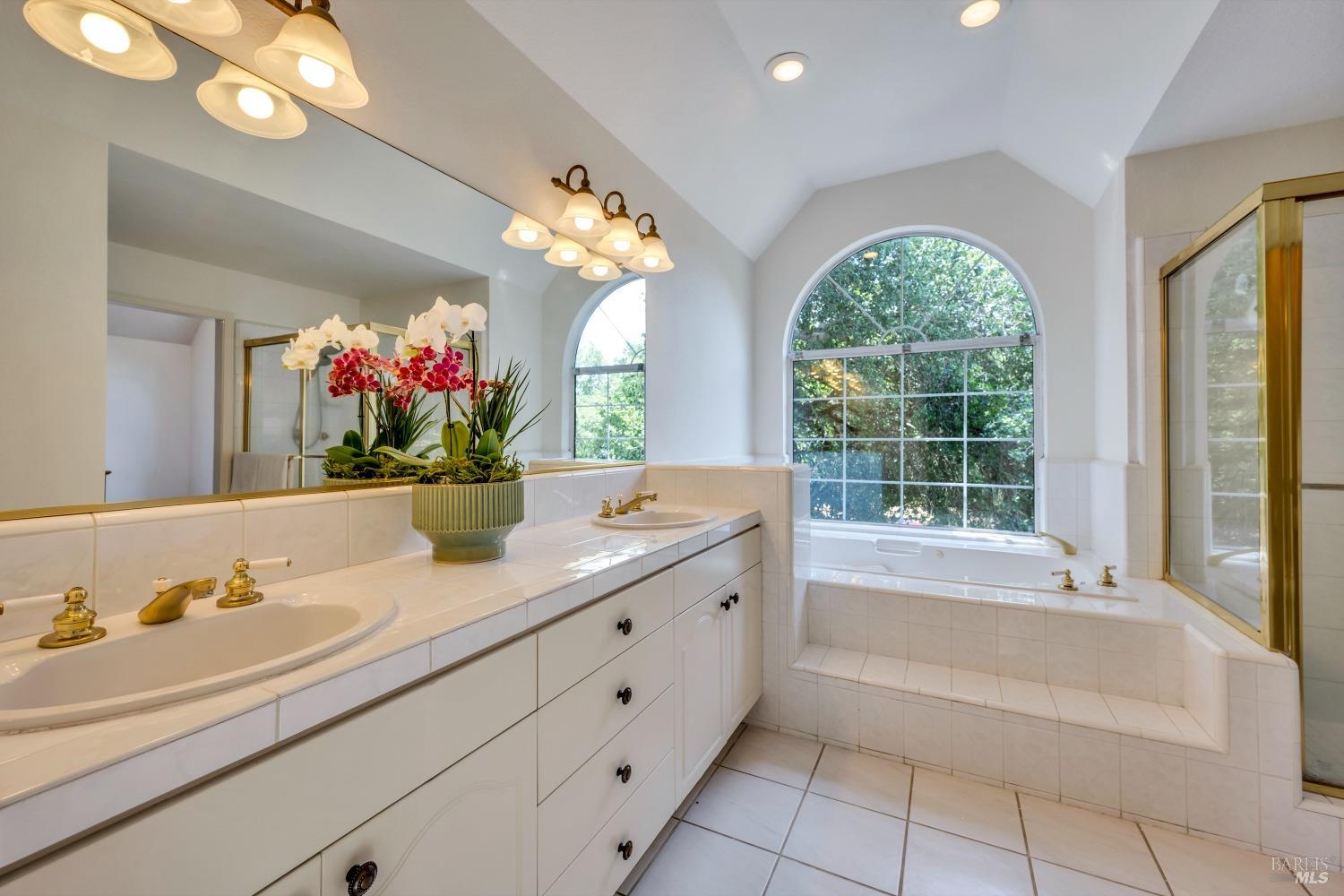 1508 Ronne Drive Santa Rosa, CA 95404 - Photo 28 of 55 a bathroom with a tub sink and mirror