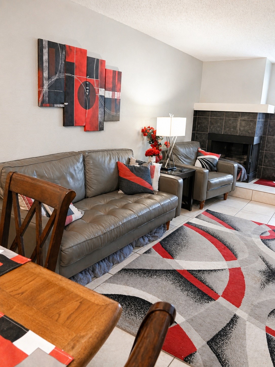 3546 Ocee Street Houston, TX 77063 - Photo 2 of 22 a living room with furniture rug and a fireplace