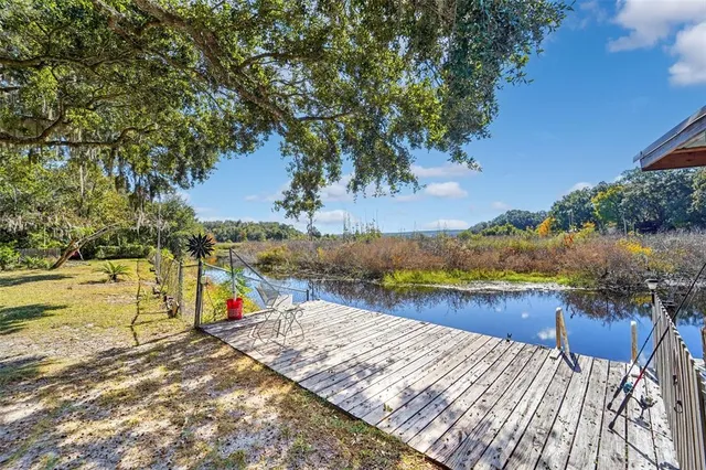 a view of a lake with a mountain