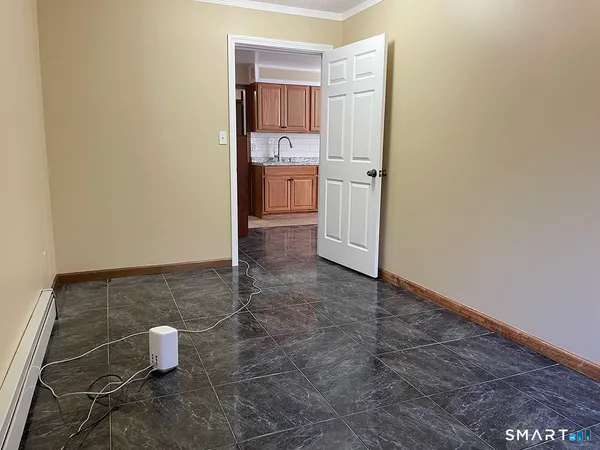 a close view of a utility room with closet