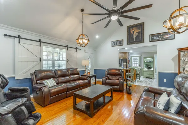 a living room with furniture