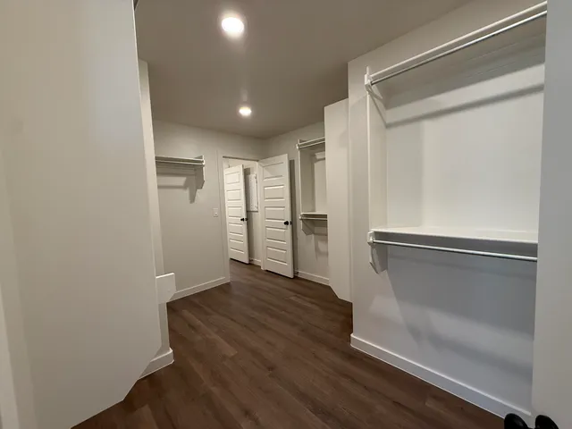 a view of small space with wooden floor