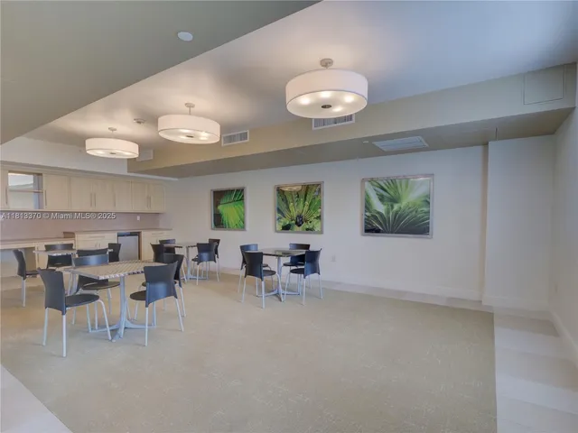 an outdoor space with furniture