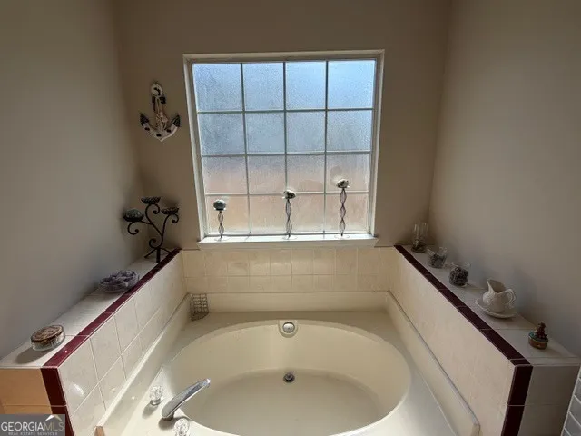 a bathroom with a tub