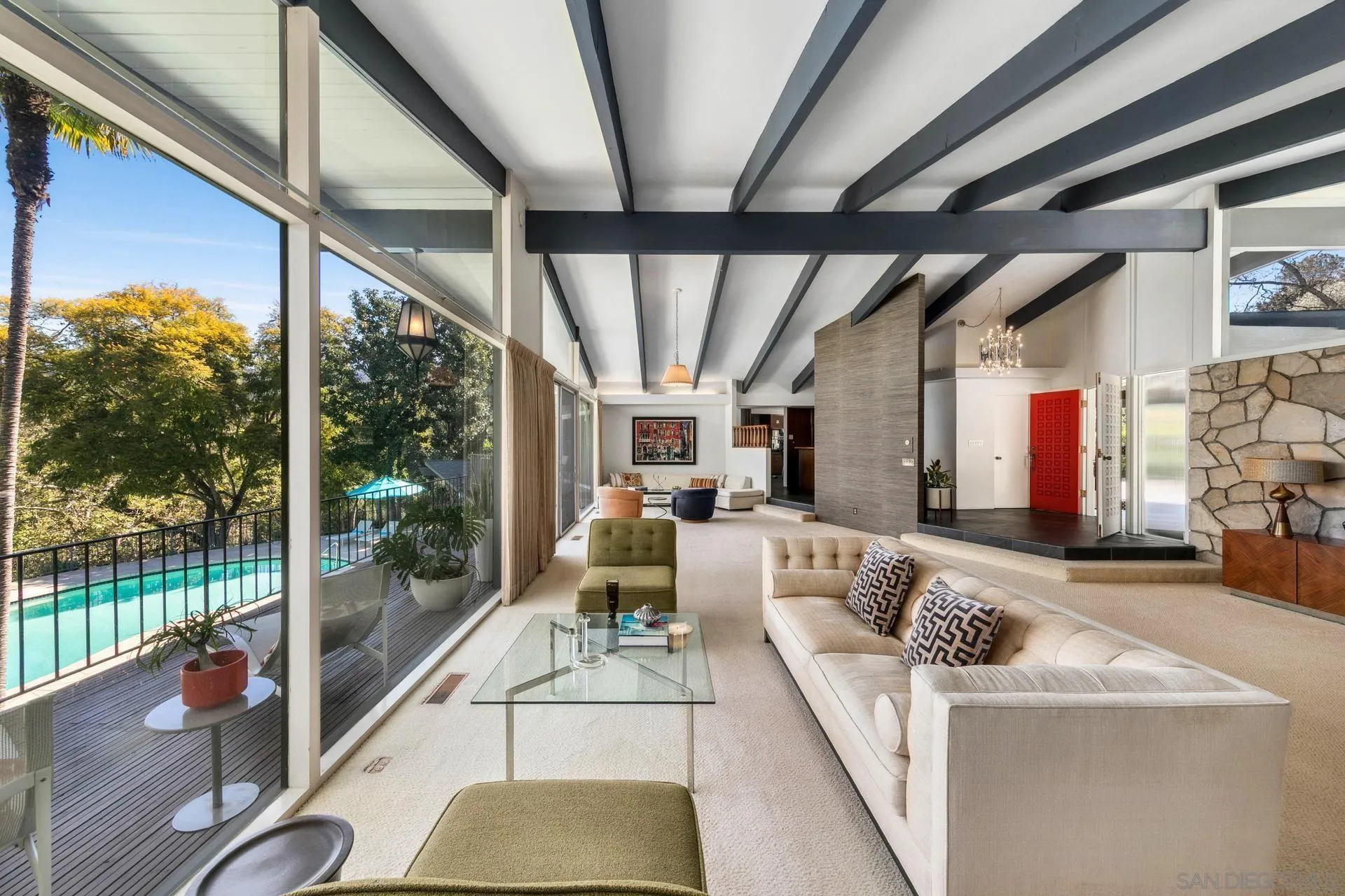 10446 Russell Road La Mesa, CA 91941 - Photo 8 of 75 a living room with furniture and a floor to ceiling window