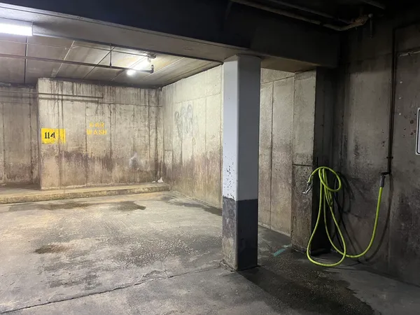 a view of a room with painted walls