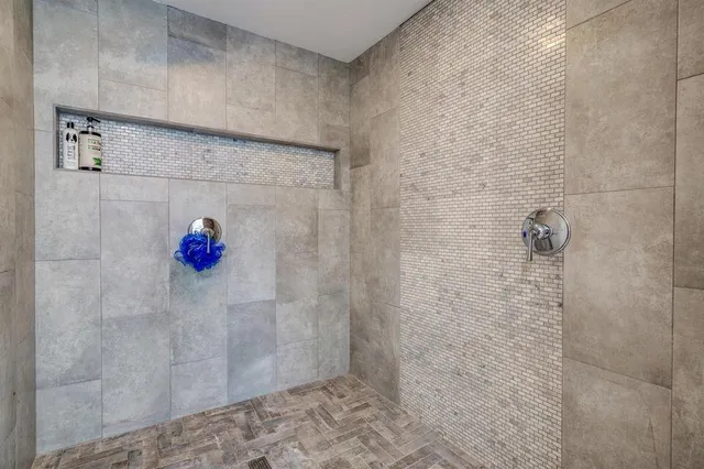 a bathroom with a shower
