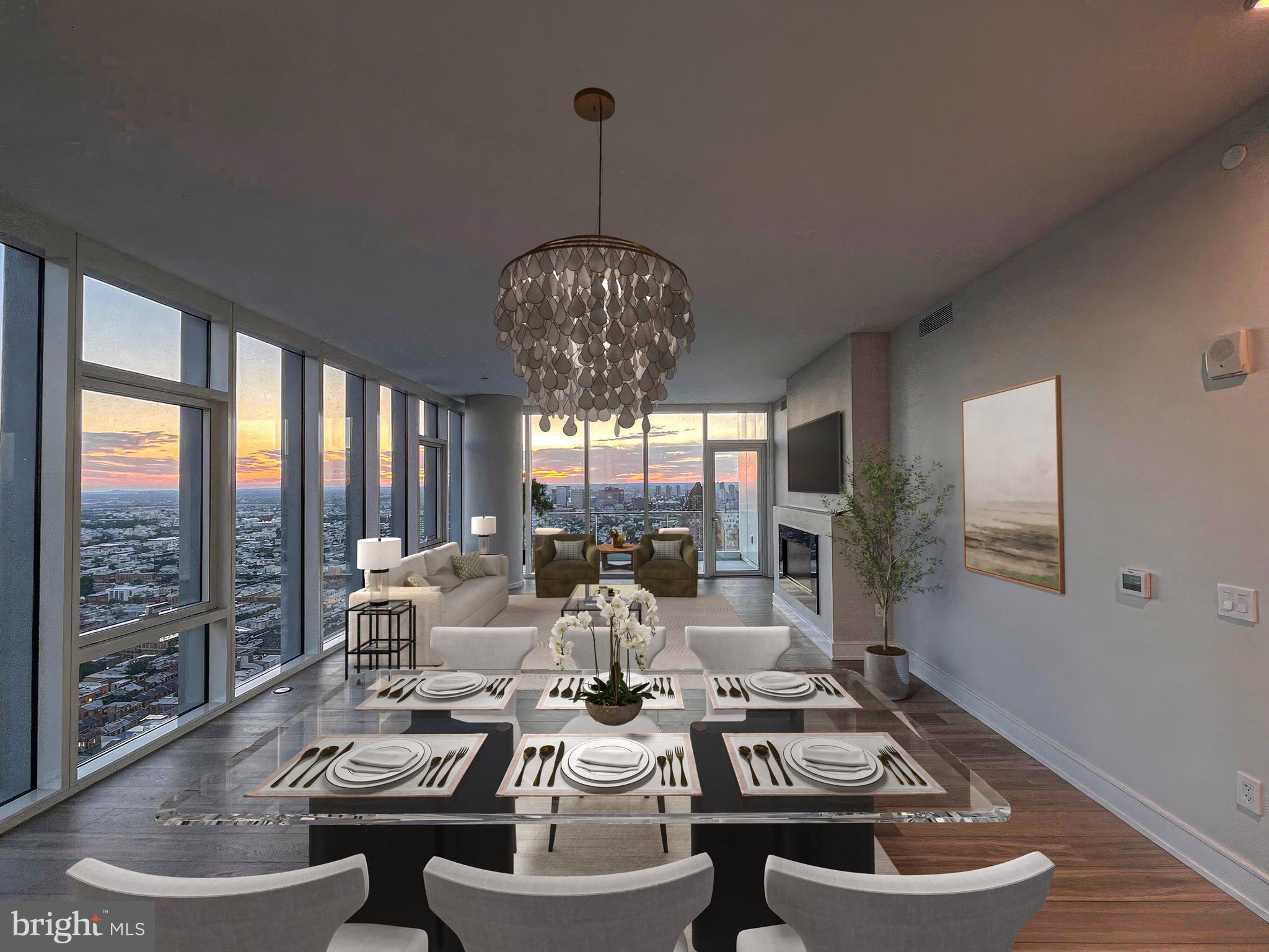 301 South Broad Street, Unit 3602 Philadelphia, PA 19107 - Photo 1 of 17 a very nice looking dining room with furniture wooden floor and a chandelier