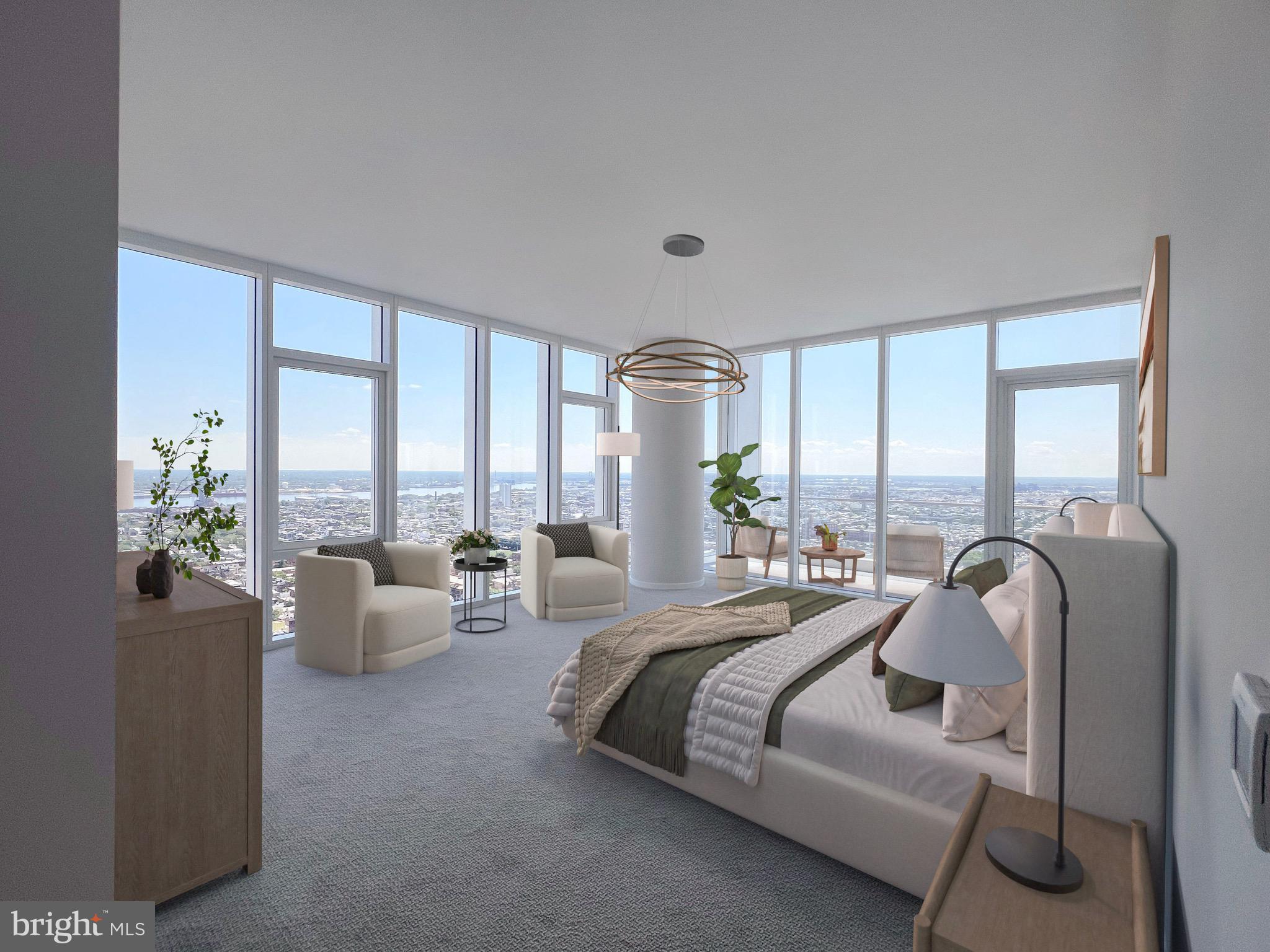 301 South Broad Street, Unit 3602 Philadelphia, PA 19107 - Photo 4 of 17 a spacious bedroom with furniture and large windows