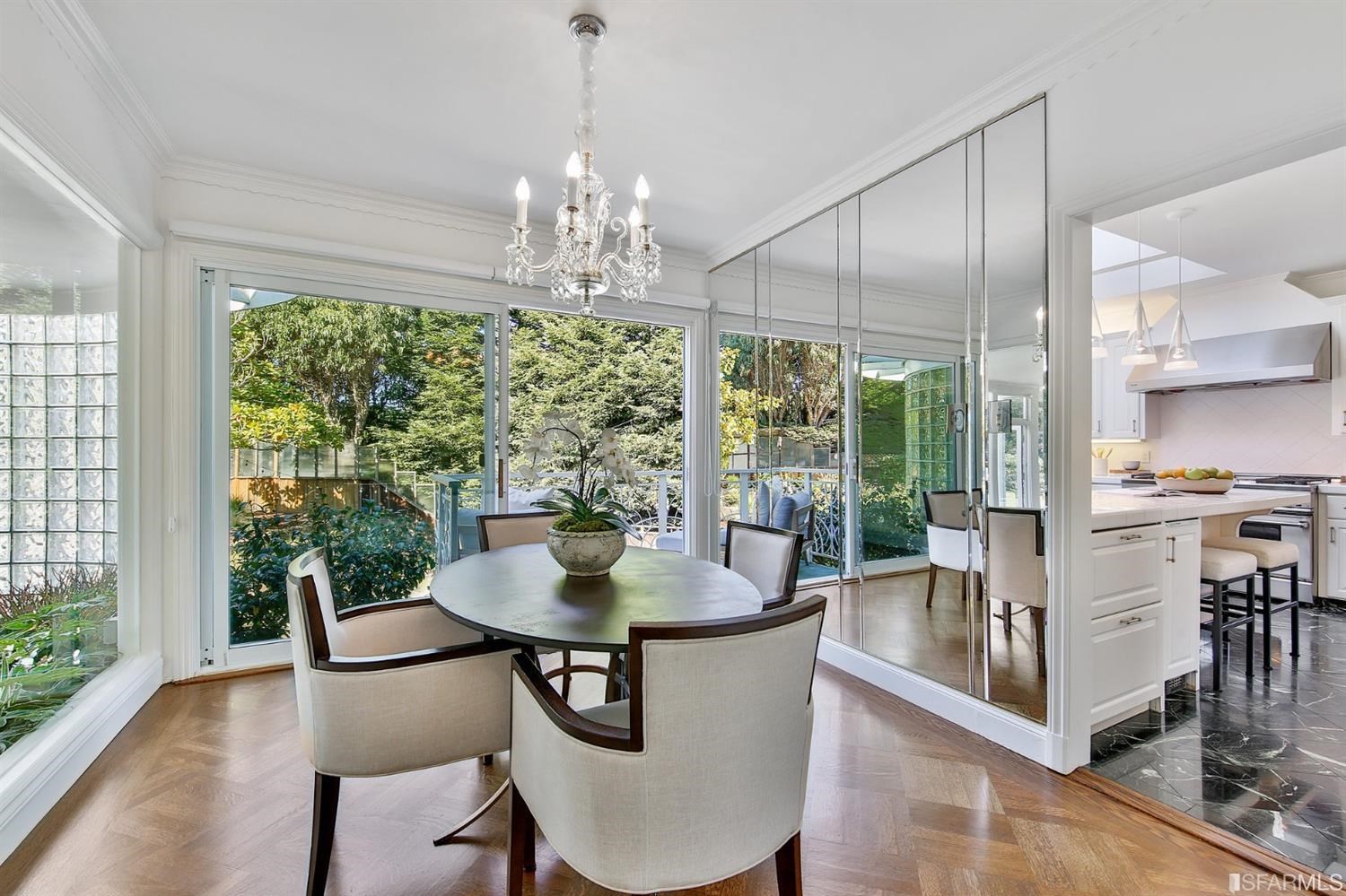 100 Stonecrest Drive San Francisco, CA 94132 - Photo 42 of 98 a dining room with furniture a chandelier and wooden floor
