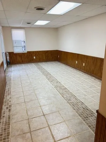 an empty room with windows