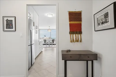 a view of a hallway with a elevator