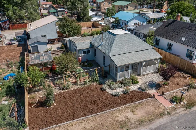 an aerial view of a house