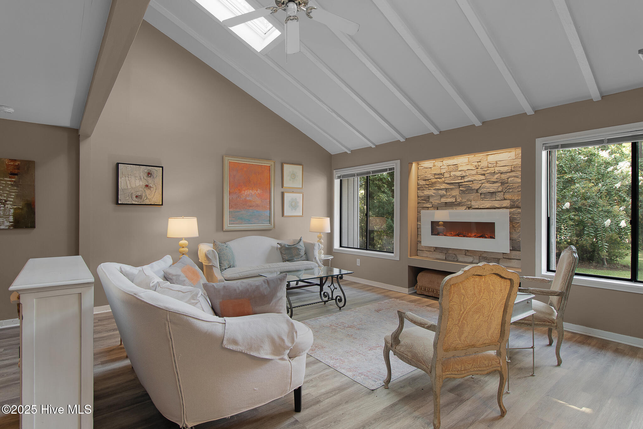 3405 Old Gate Road Morehead City, NC 28557 - Photo 14 of 40 Living room with electric fireplace