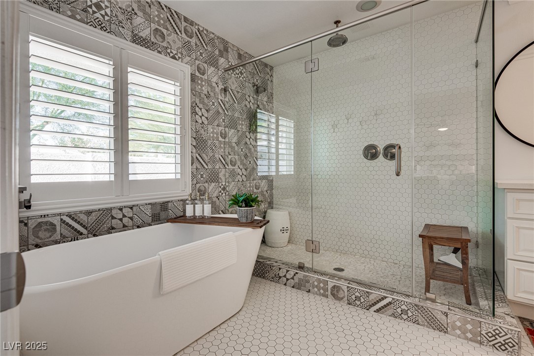 1321 South 7th Street Las Vegas, NV 89104 - Photo 25 of 47 Full bath with a freestanding bath, a stall shower