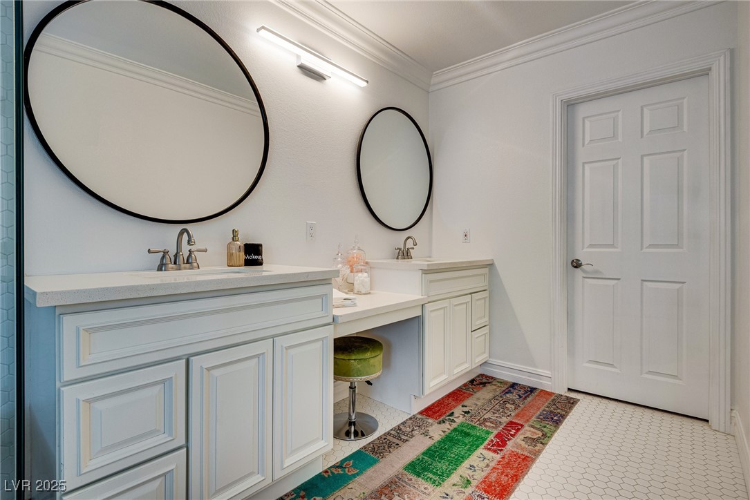 1321 South 7th Street Las Vegas, NV 89104 - Photo 26 of 47 Bathroom featuring double vanity and crown molding