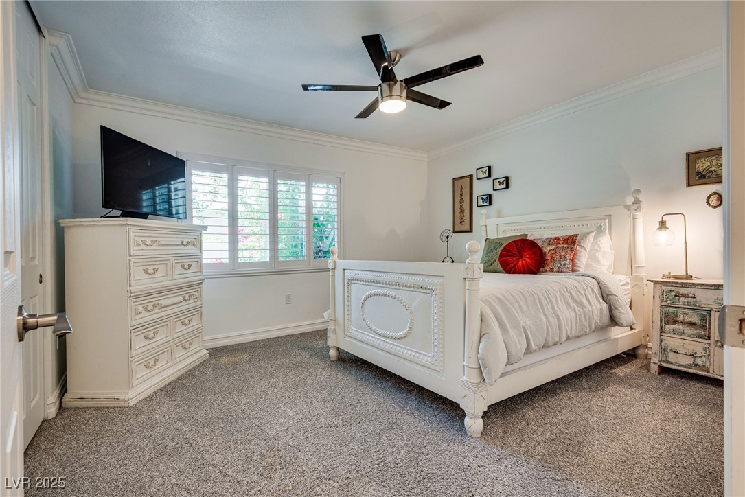 1321 South 7th Street Las Vegas, NV 89104 - Photo 27 of 47 Bedroom with carpet floors, ornamental molding, an