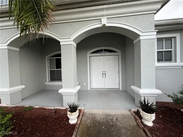 a living room with a couch and a potted plant