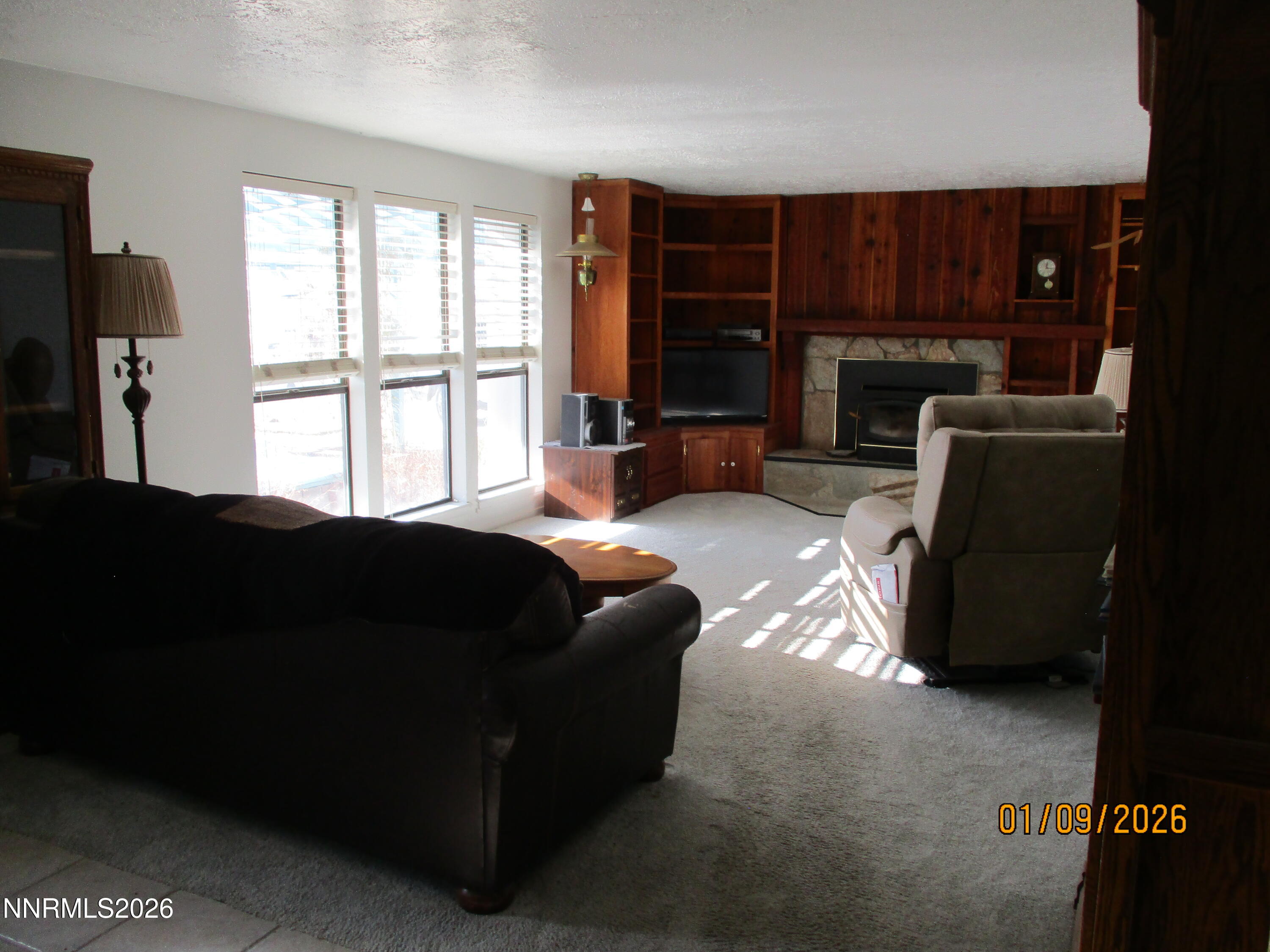 13405 Chimney Dam Road Paradise Valley, NV 89426 - Photo 19 of 90 a living room with furniture a fireplace and a flat screen tv