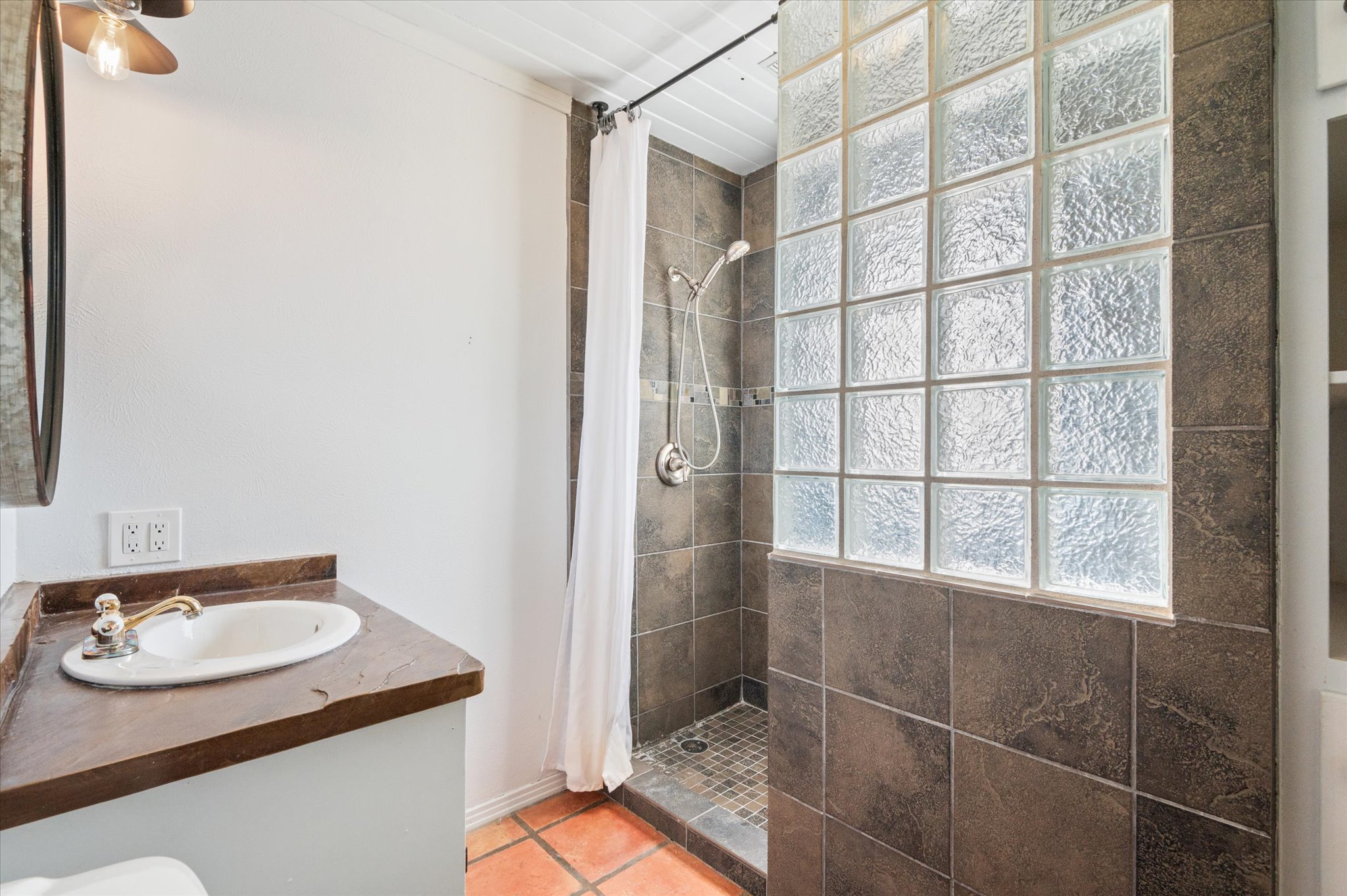 215 Go Away Road Blanco, TX 78606 - Photo 11 of 30 Original full bath with walk-in shower.