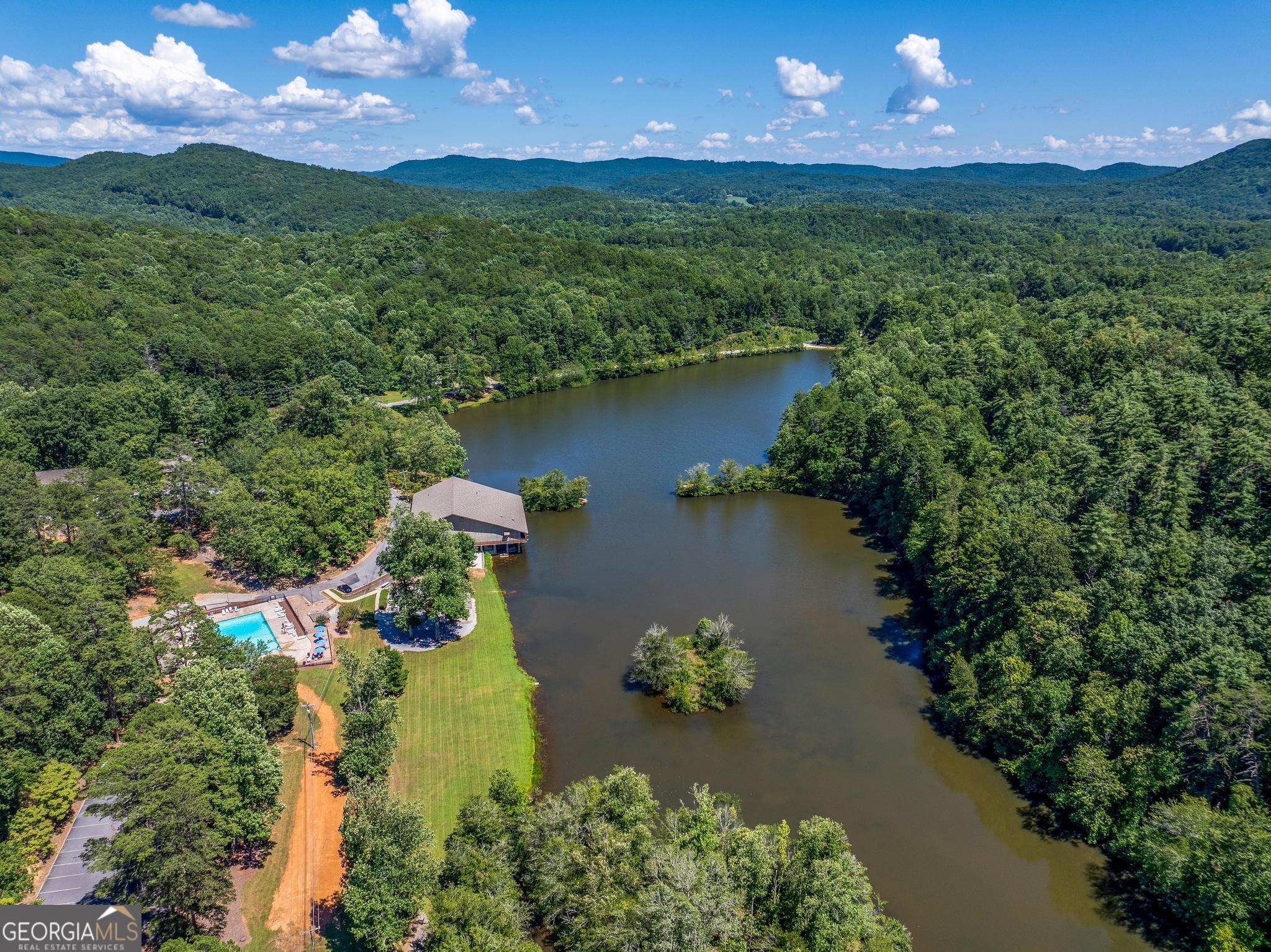 1127 Sautee Trail Sautee Nacoochee, GA 30571 - Photo 52 of 85 an aerial view of a house with a yard lake lake view and mountain view