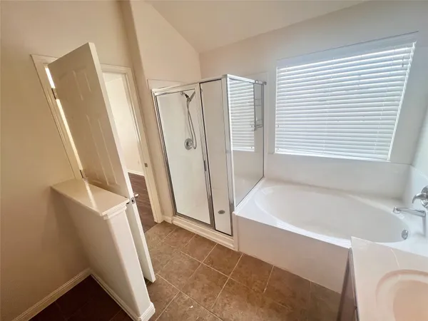 a bathroom with a tub a sink and a shower