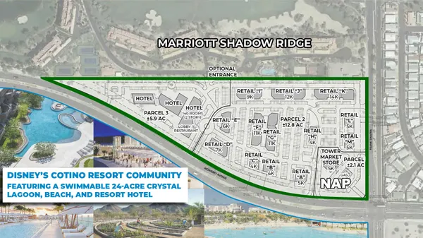 a view of a street with a building in the background