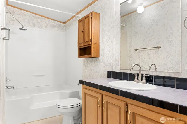 a bathroom with a sink a toilet and a bathtub