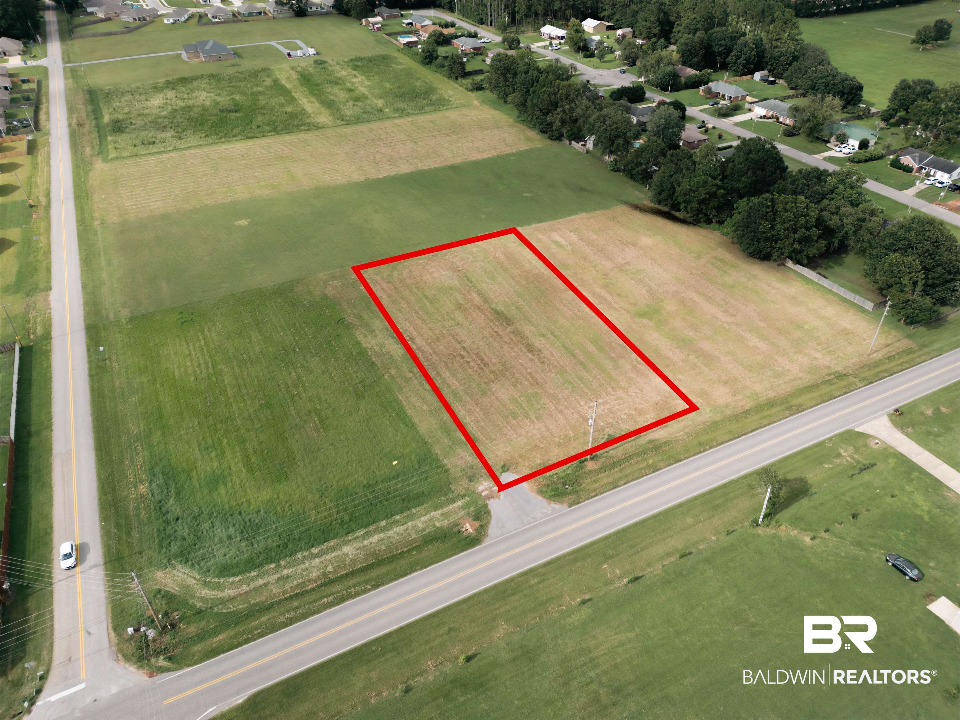 17127 East Thompson Road Robertsdale, AL 36567 - Photo 12 of 20 View of rural area with property boundaries highlighted