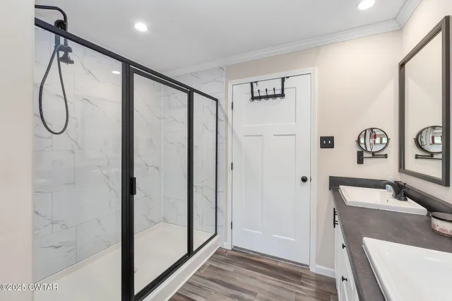 a bathroom with a shower