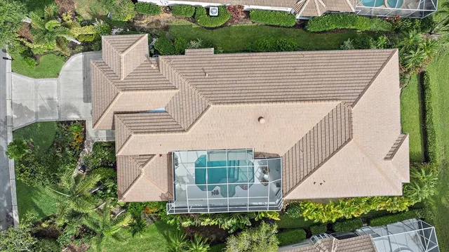 an aerial view of a house