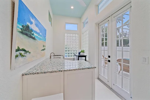 a kitchen with a stove and a microwave