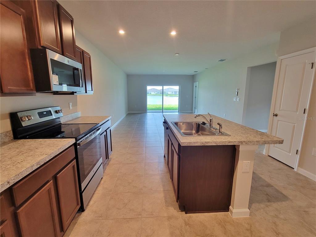 18008 Turning Leaf Circle Land O Lakes, FL 34638 - Photo 22 of 54 a kitchen with sink a refrigerator and microwave