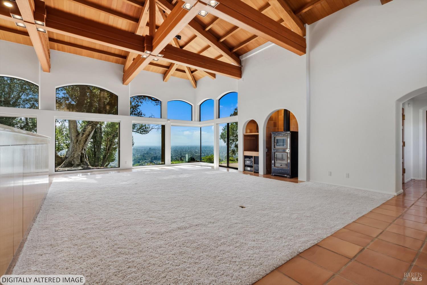 4800 Skycrest Way Santa Rosa, CA 95405 - Photo 3 of 38 Great Room with wall of windows for natural light and views of Bennett Valley and beyond... Digitally altered to smooth out carpet vacuum lines and lighten the sky due to haze