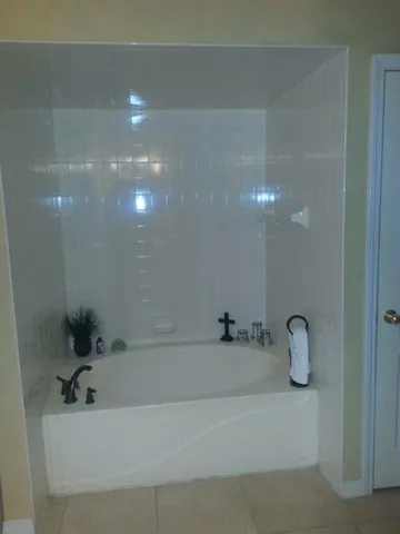 a bathroom with a tub