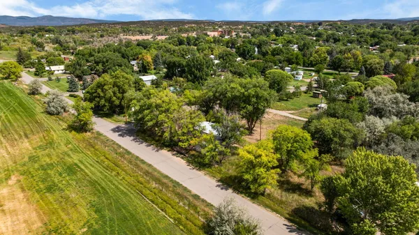 a view of a large yard with lots of green space