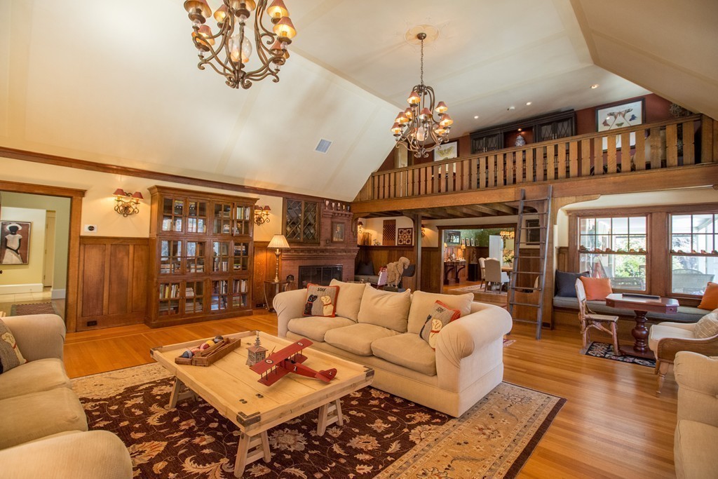350 Musketaquid Road Concord, MA 01742 - Photo 3 of 24 a living room with furniture a chandelier and a dining table