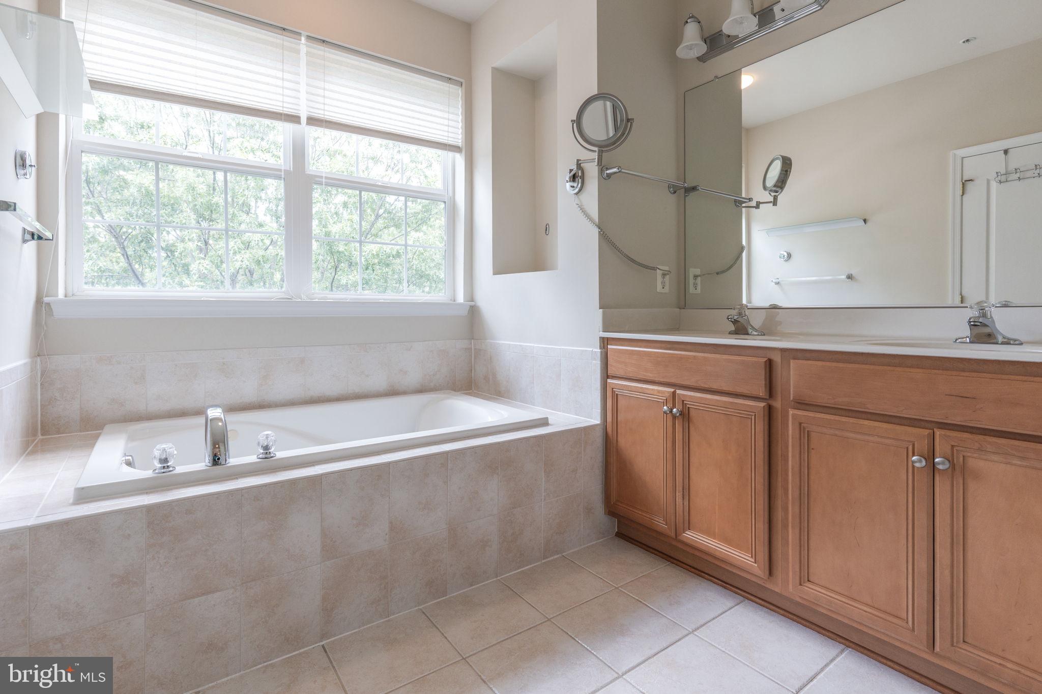 12404 B Liberty Bridge Road, Unit 12404B Fairfax, VA 22033 - Photo 38 of 43 a spacious bathroom with a tub sink and mirror