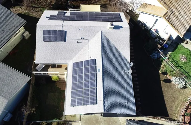 an aerial view of a house