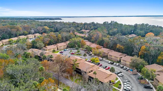 an aerial view of a house with a garden