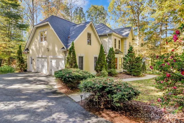 a view of a large house with a yard and plants