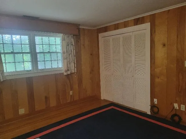 an empty room with windows