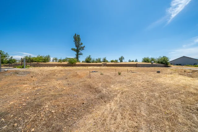 a view of a yard with a house